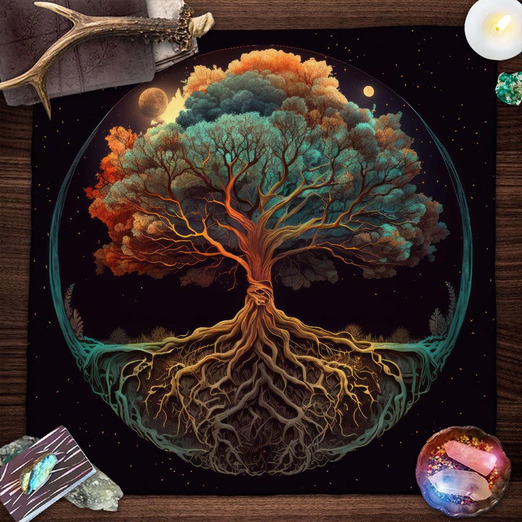 Скатерть для карт Таро Скатерть для алтарей Скатерть Древо Жизни Астрология Гадания Нескользящий коврик Гобелен Домашние украшения
