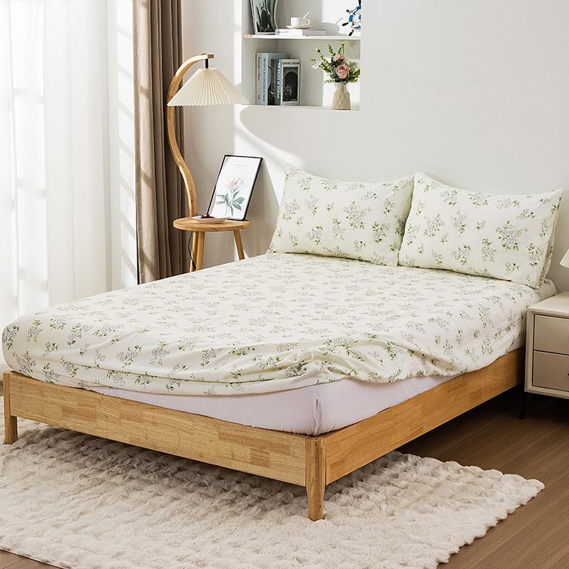 3Pc Little Wild Flower Bed Sheet 1Fitted Sheet 2Pillowcase 100%Polyester Non Slip Adjustable Mattress Cover Queen/King Size