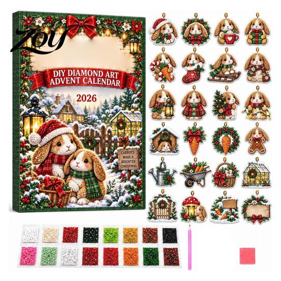 DIY Faux Diamond Art Crafting Set Rhinestone Advent Calendar 2026, Make 24 Animal Hanging Days Countdown Ornaments Ornaments, Holiday Pearl Craft Kit