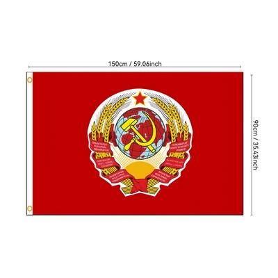 Флаг с гербом СССР 2x3 фута 3x5 футов Полиэстер Яркая печать Баннер с серпом и молотом Советского Союза для спальни общежития Исторический декор