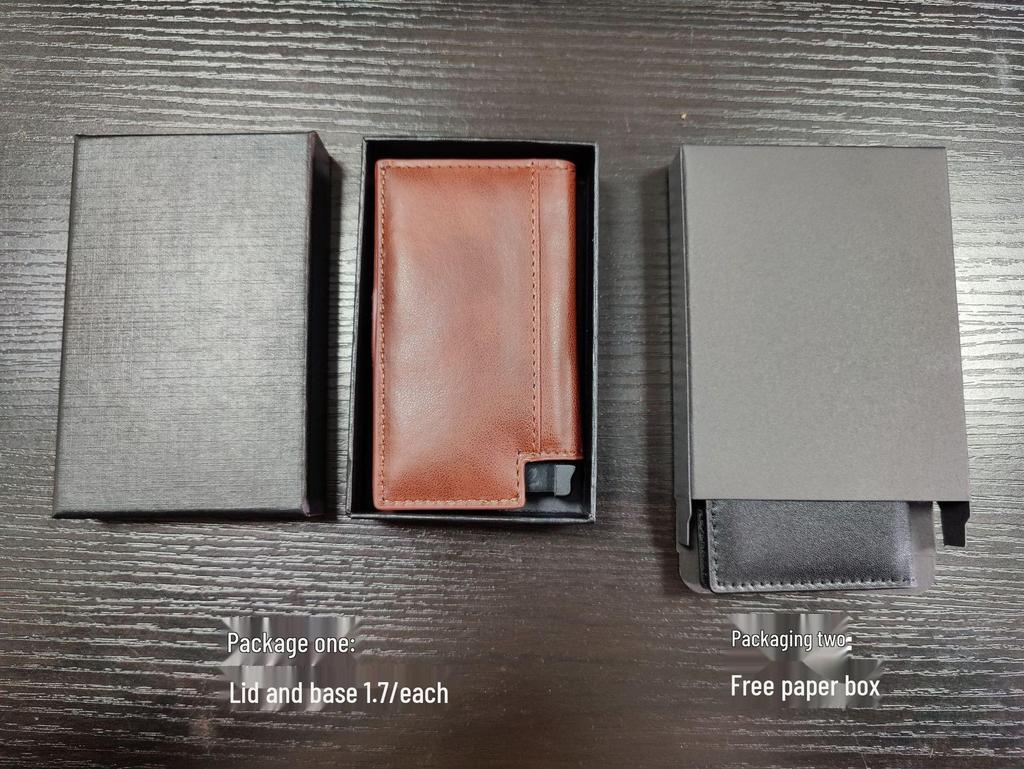 Мужской кошелек из натуральной кожи с RFID-защитой от кражи, металлический держатель для карт - европейский и американский дизайн с алюминиевым сплавом