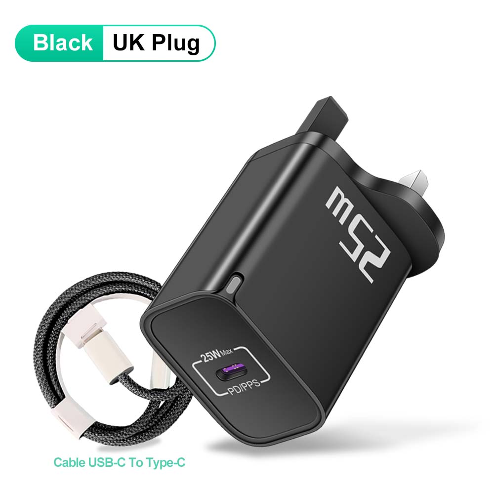 2 в 1 USB Type C быстрая зарядка PD 25 Вт настенное быстрое зарядное устройство для iPhone 15 Pro Max Samsung EU UK Plug