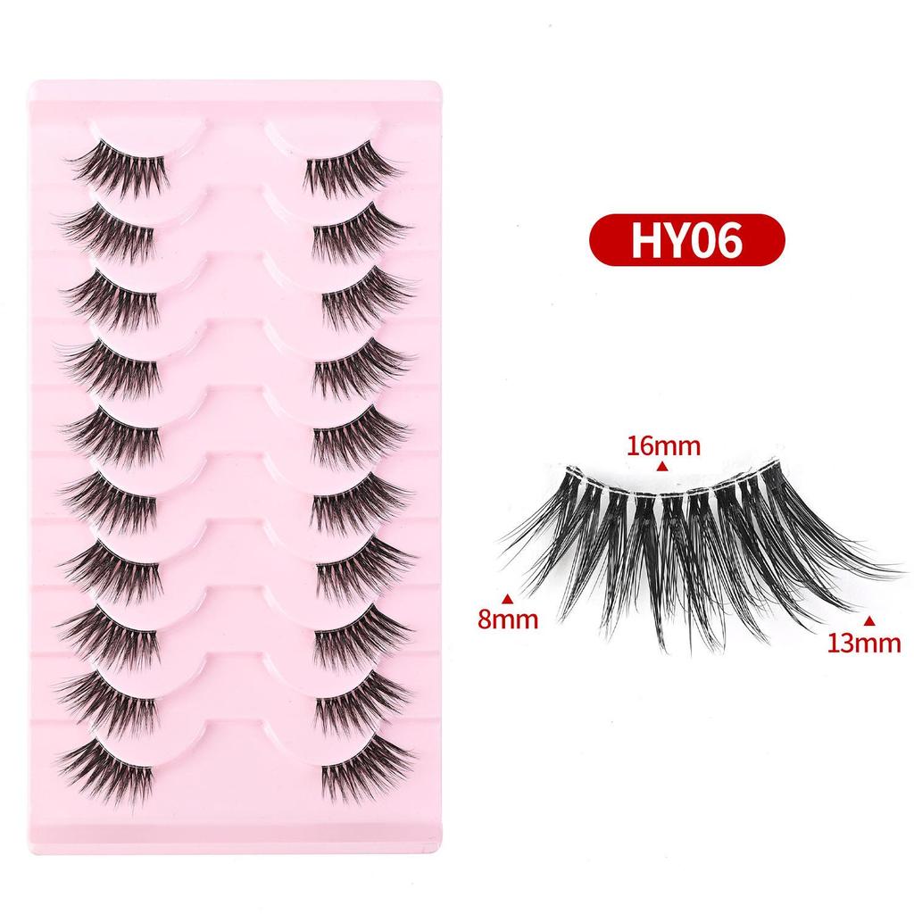 Cross-Border Cat-Eye Clear Band False Eyelashes - Natural, Dense, Half-Length with Extended Eye Tail