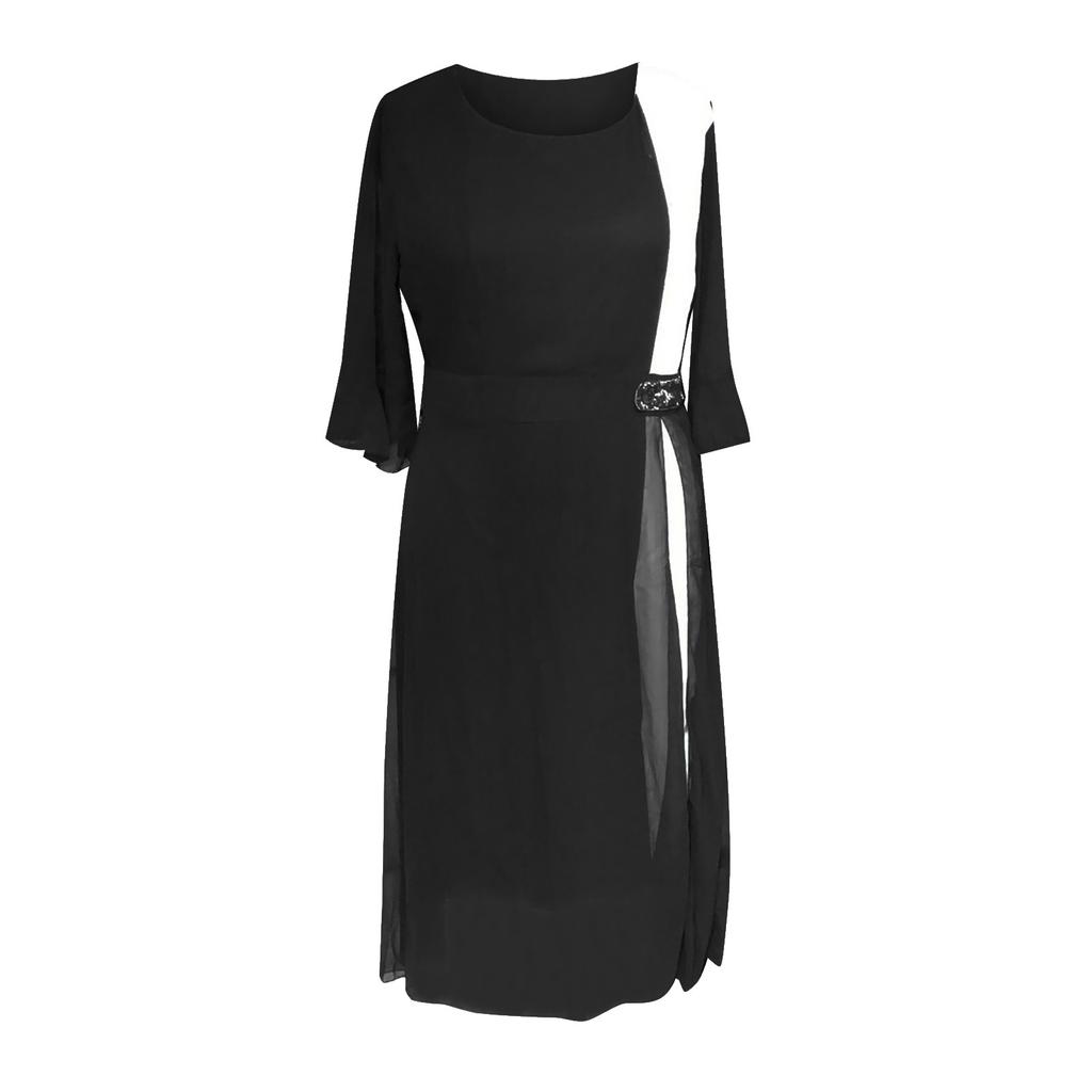 Women's Fashion Plus Size Skirt Chiffon Stitching Collision Color Waist Dress