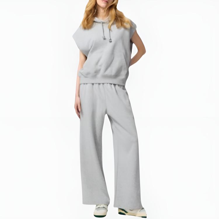 Uniqlo Свободные однотонные прямые повседневные брюки женские низ Серый 476108-03