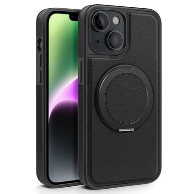 Чехол для iPhone 14 с кольцом-подставкой, совместимый с MagSafe, задняя крышка из ПУ кожи