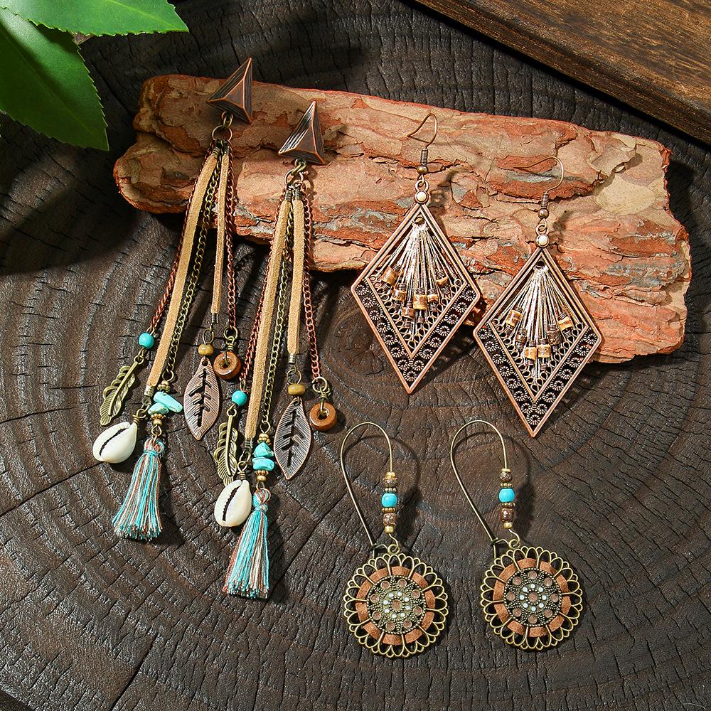 Винтажные богемные плетеные серьги с кисточками в нишевом лесном стиле