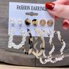 12PCS 17KM Fashion Pearl Hoop Earrings Set for Women Geometirc Gold Metal Circle Hoop Earrings Brincos 2021 Trend Jewelry Gift