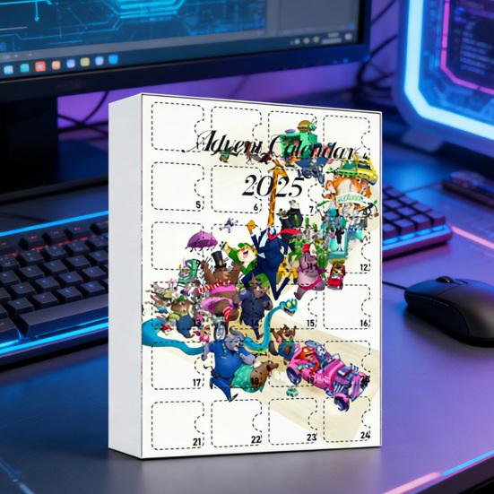 Адвент-календарь 24-дневный праздничный обратный отсчет с 24 акриловыми мультяшными фигурками животных, подарки на тему аниме для детей, взрослых, фанатов