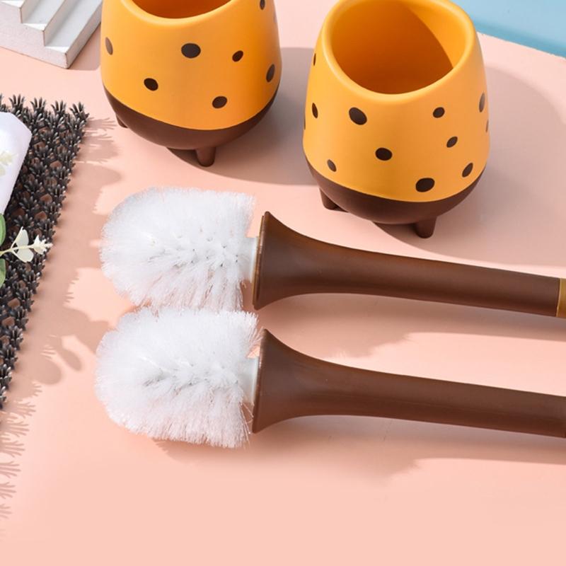Cute Toilet Cleaning Brush Giraffe Shape Toilet Brush and Holder Long Handle Toilet Scrubber for Toilet Cleaning
