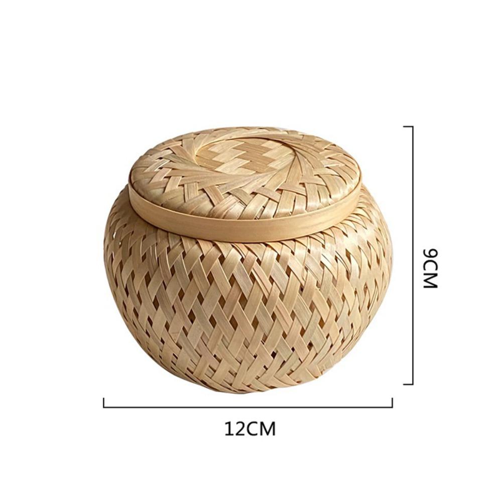 Double Layer Bamboo Storage Basket Fruit Dried Fruit Snack Woven Basket Creative Tea Basket