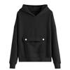 Children's Oversized Pullover Long-Sleeve Hooded Sweatshirt With Button Pockets In Solid Color