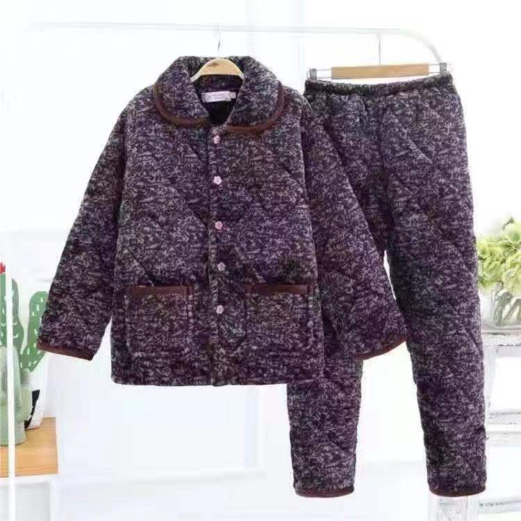 Женская зимняя пижама трехслойная утолщенная с хлопковой подкладкой для сохранения тепла и флисовая куртка из кораллового флиса с подкладкой