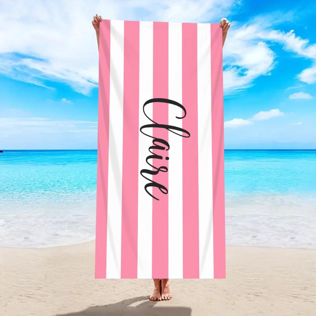 Ultra-Absorbent Striped Beach & Bath Towel - Thick, Soft, Microfiber