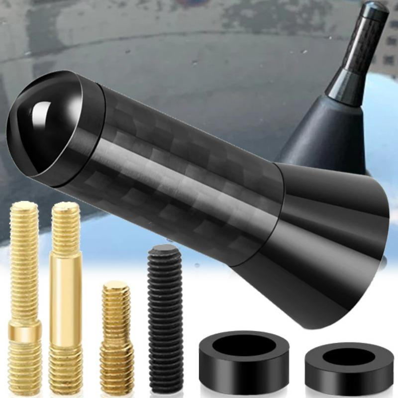 Black Car Roof Antenna Carbon Fiber Short and Long Auto Roof Radio Aerial Accessories Universal Enhanced Signal 3.5cm 12cm