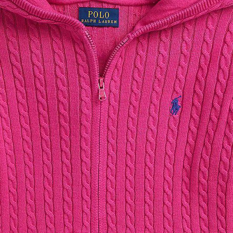 Polo Ralph Lauren Solid Cable Knit Zip-Up Hoodie Детские свитера Magenta 313916533-005