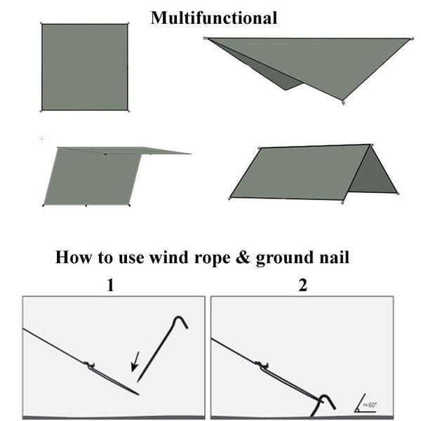 Awning Waterproof Tarp Tent Shade Ultralight Garden Canopy Sunshade Outdoor Camping Hammock Rain Fly Beach Sun Shelter