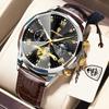 POEDAGAR Luxury Fashion Men Watch Waterproof Luminous Chronograph Leather Man Wristwatch High Quality Quartz Men's Watches Reloj