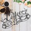 Metal Coffee Bar Sign Decor - Coffee Cup Word Iron Art. Cafe Themed Hanging Wall Sculpture for Kitchen & Restaurant.