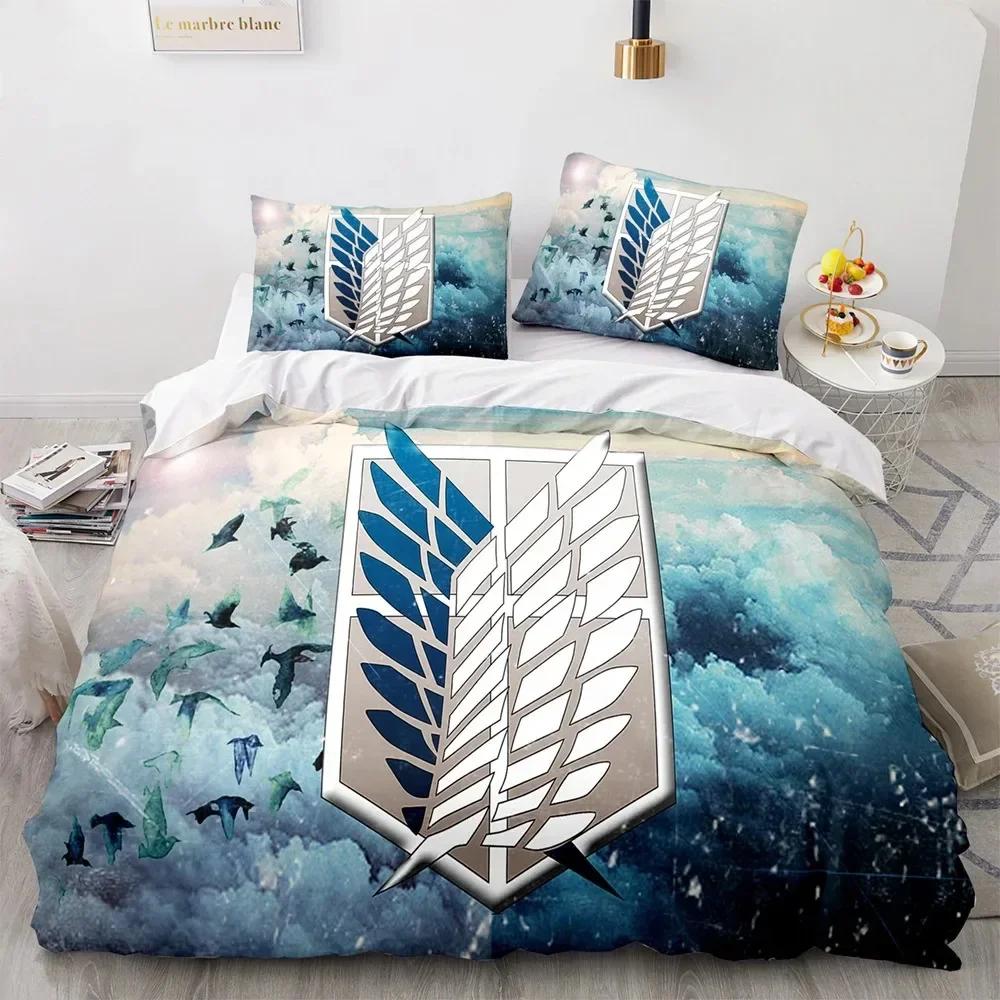 Attack On Titan 3D Printed Bedding Set Duvet Cover Pillowcase Freedom Wings Bedclothes for Boys Kids Twin Single Full Size