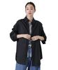 Nano Universe Linen Basic Wide F Anti-Smell Shirt, Women's, 010, Black, 673-5120309