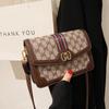 Bag Women's New Bag Fashion Trend Niche Retro Printed Small Square Bag High-end Oblique Span Shoulder Bag