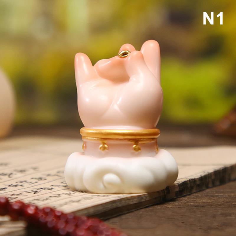 Buddha Hand Figurine Set,Cute Ceramic Hand Statue with Gourd/Bell,Zen Home Decor Ornament for Car,Desk,Altar