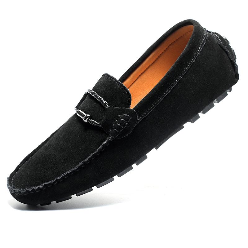 Loafers Men Fashion Suede Shoes Genuine Leather Slip-on Shoes Moccasins Soft Sole Driving Shoes Men Breathable Plus Size 38-49