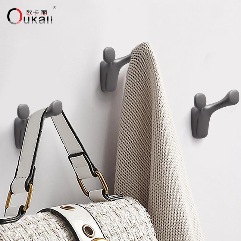 Oukali Horn Hook Clothes Wall Hooks Metal Cute Keys Bag Clothes Black K Gold Chrome Bathroom Towel Double Hooks