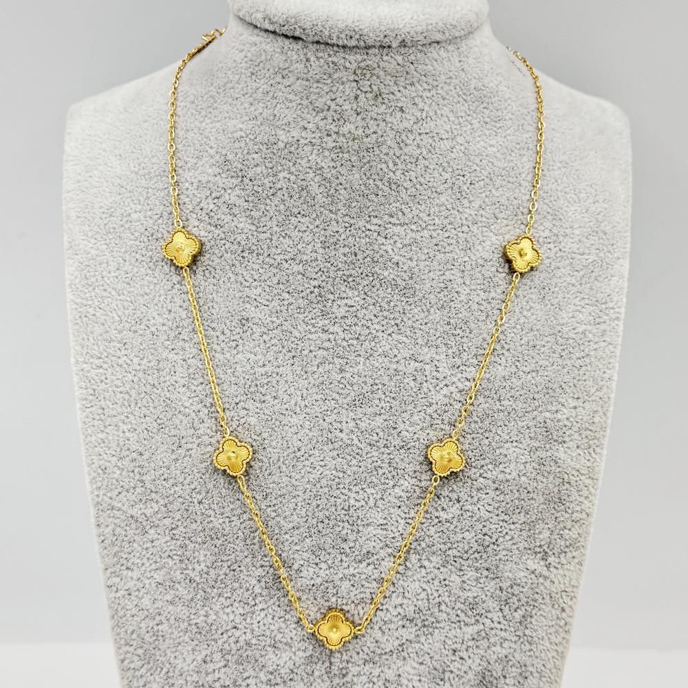 9MM Titanium Steel Four-leaf Clover Shell 5 Flowers Necklace Women's New Light Luxury Hundred Lock Bone Chain Shell Collar Jewelry