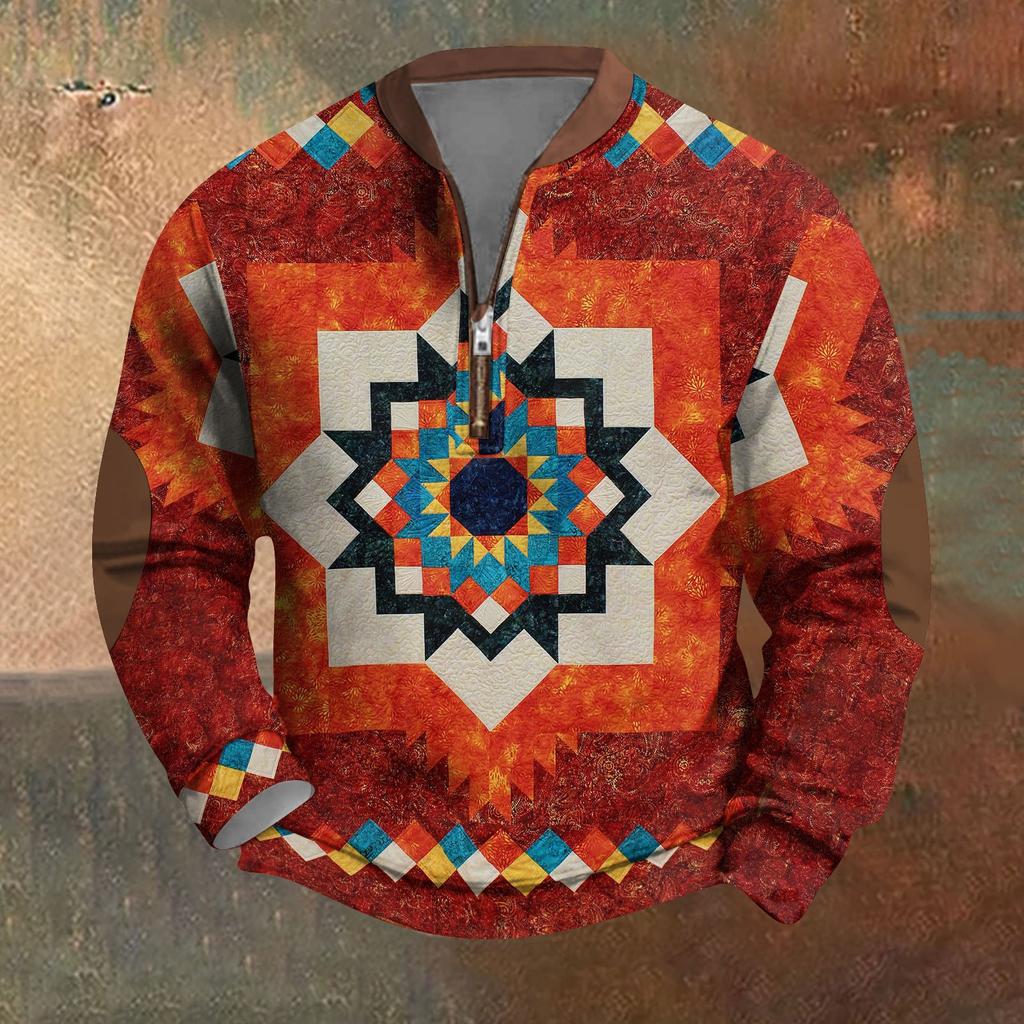 Мужская повседневная толстовка в стиле ретро с градиентным принтом