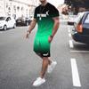 Summer Hot Sale Men's 3D Men's Gradient Suit Fashionable Casual Men's Short-sleeved T-shirt + Shorts Two-piece Sportswear Set