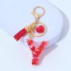 Red A-Z Alphabet Initial Letter Keychain Cute Heart Tassel Resin Charms Keyrings Handbag Charms Car Pendant Trinkets Women Gifts