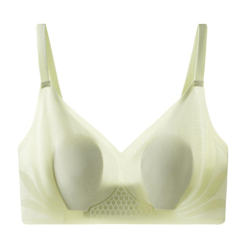 Rabbit Ears Underwear Women's Hole Cup No Steel Rim Gathering Thin Breathable Soft Support Bra Jelly Traceless
