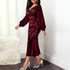 Slim Comfy Popular Sequin V Neck Long Sleeve Dress Prom Dress