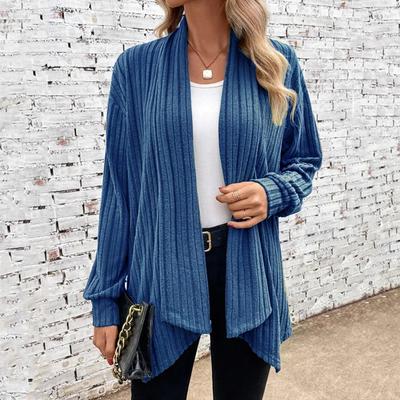 Женская мода, повседневный однотонный принт, осенне-зимний кардиган с длинным рукавом, пальто