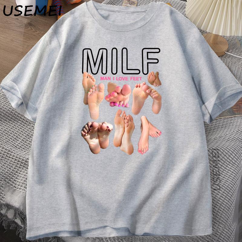 MilF Мужчина Я Люблю Сборы Смешной узор Футболка Мужская Круглый вырез 100% хлопок Футболка Харадзюку Уличная одежда