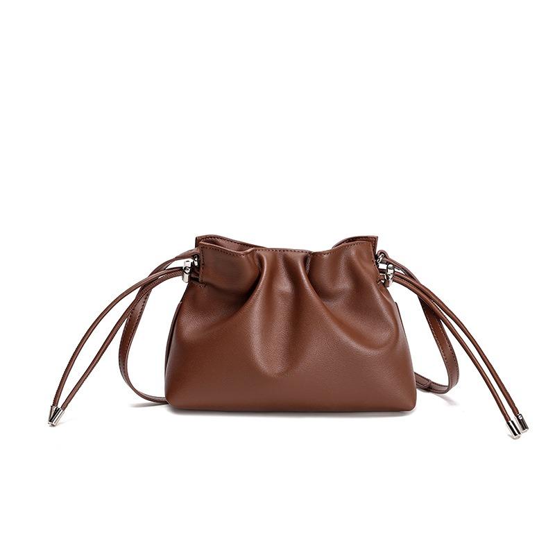 Leather Women's Bag Handbag New Drawstring Small Bag Pleated Cloud Bag Shoulder Messenger Bag