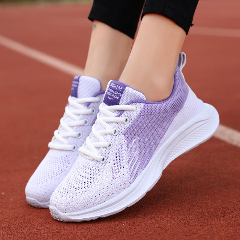 Fashion Explosive Women's Flying Fabric Breathable Fashion Comfortable Lightweight Sports Shoes Non-slip Wear Sports Shoes