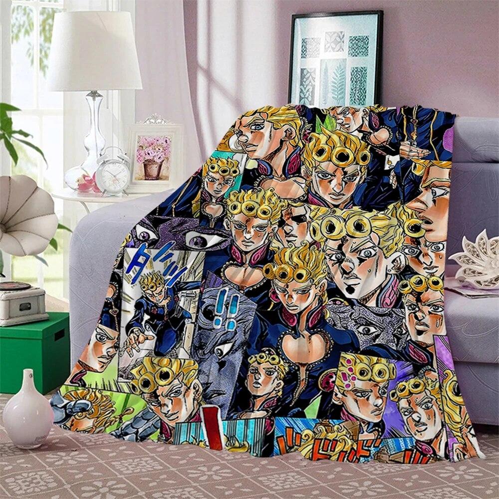 Фланелевые одеяла японского аниме «JoJo Bizarre Adventure» с принтом для детей и взрослых, одеяло, диван, путешествие, одеяло для студентов-подростков