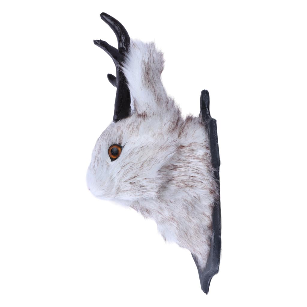 Antlers Rabbit Head Wall Hangings 3D Animal Taxidermy Abstract Sculpture Jewelry Wall Mounted Hook for Key Organization