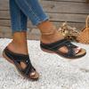 2024 Plus Size Casual Round Toe Cross Strap Hollow High Heel Women's Wedge Slippers
