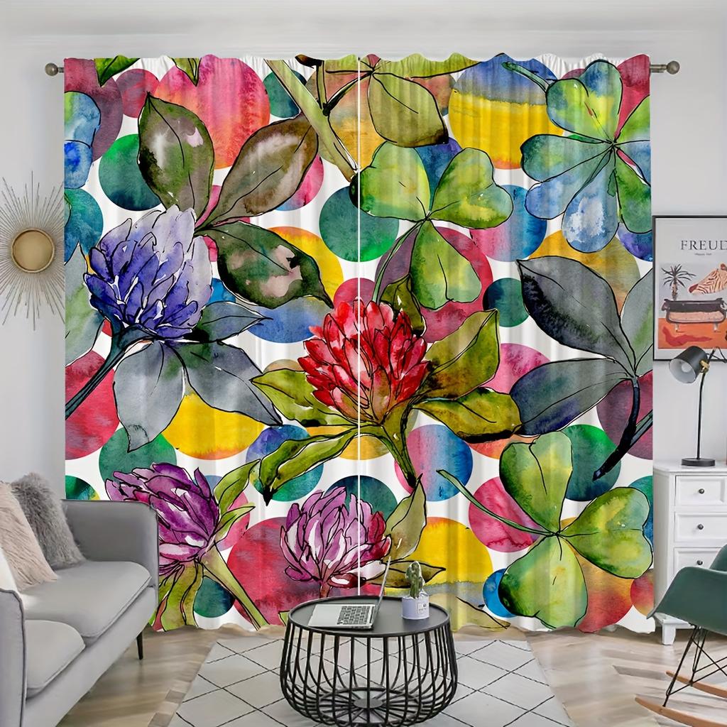 2 шт. бесшовные бордюры с красочными цветочными узорами акварельные падающие листья принты шторы для гостиной спальни для домашнего декора