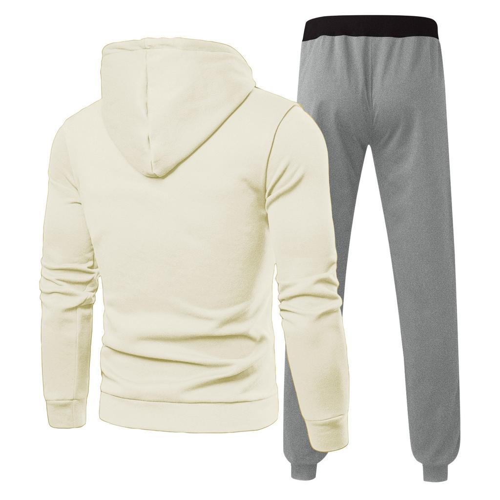 Мужской зимний однотонный худи с капюшоном на кулиске и спортивные штаны