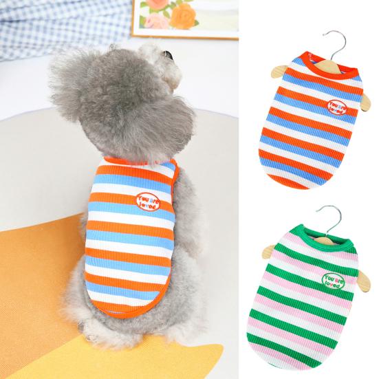 Жилет для домашних животных, удобная милая пижама, полосатая футболка, жилет для кошек и собак для повседневного ношения