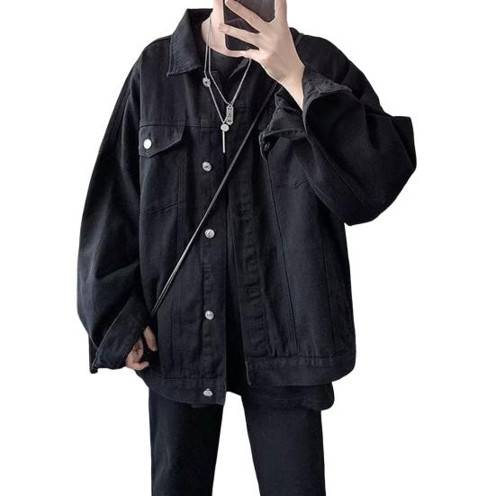 Мужское пальто-карго с лацканами, множеством карманов, однобортное джинсовое пальто, повседневная джинсовая куртка в спортивном стиле, уличная одежда