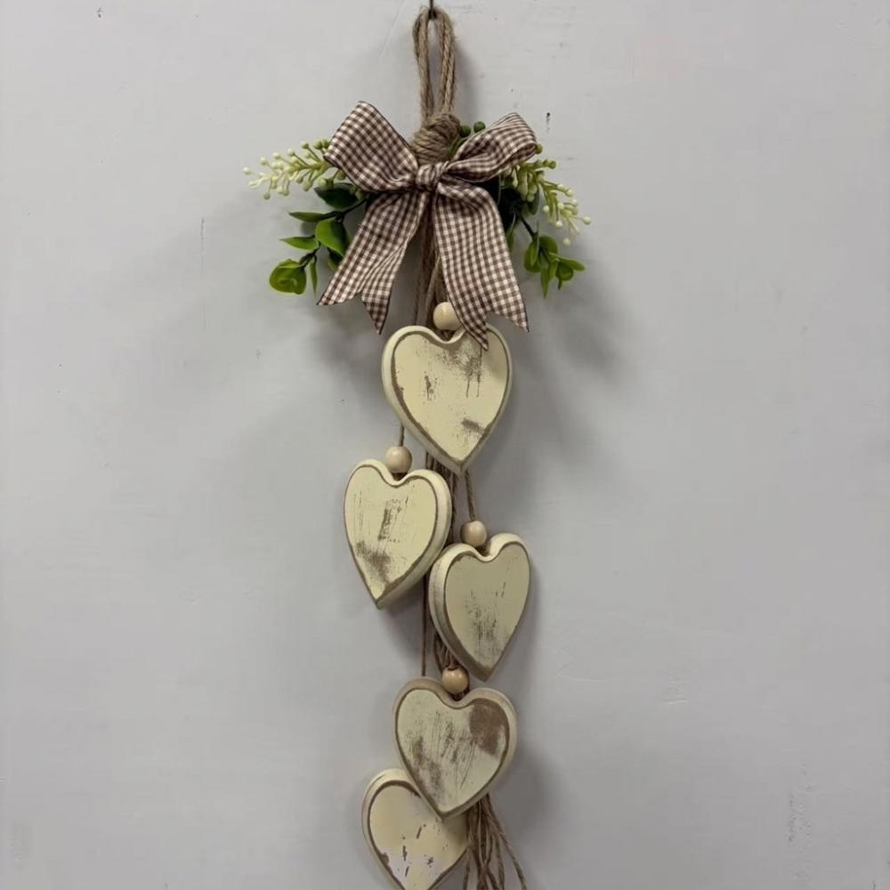 Distressed Pumpkin Door Hanger Fall Maple Leaf Heart String Pendant Layered Wall Decor Indoor