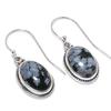 Natural Snowflake Obsidian Gemstone 925 Solid Sterling Silver Earring 1.25" a8N60