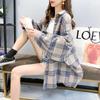 Women's Oversized Mid-Length Plaid Wool Shirt Jacket - Hong Kong Style, Autumn/Spring Trend