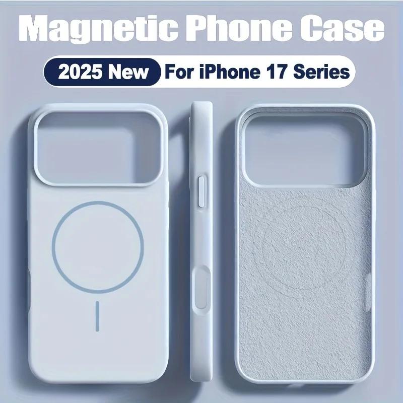Жидкий силикон Для чехла телефона Magsafe Для iPhone 17 Pro Max 17Pro Air Оригинальный Магнитный Беспроводная зарядка Защитный Мягкий чехол
